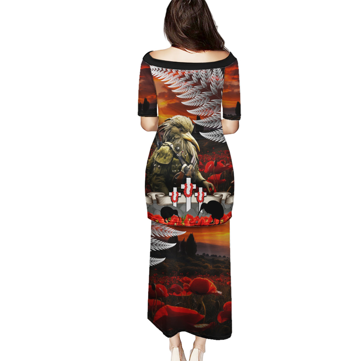 New Zealand ANZAC Day Puletasi The Ode of Remembrance and Silver Fern LT03 - Polynesian Pride