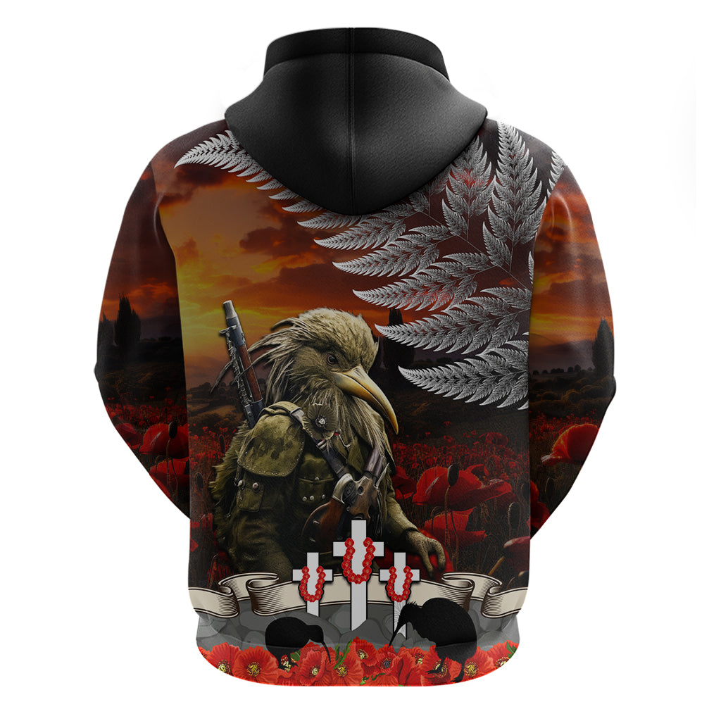 New Zealand ANZAC Day Zip Hoodie The Ode of Remembrance and Silver Fern LT03 - Polynesian Pride
