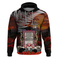 New Zealand ANZAC Day Zip Hoodie The Ode of Remembrance and Silver Fern LT03 Pullover Hoodie Black - Polynesian Pride