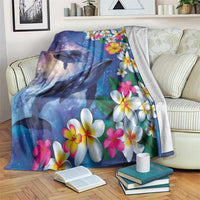 Hawaiian Lei Day Plumeria Humpback Whales Blanket Polynesian Art Vibrant Starry Nebula Style