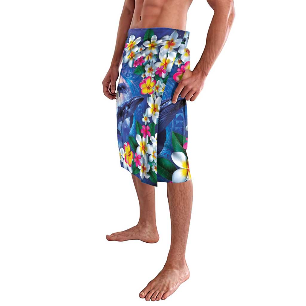 Hawaiian Lei Day Plumeria Humpback Whales Lavalava Polynesian Art Vibrant Starry Nebula Style