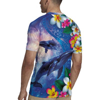 Hawaiian Lei Day Plumeria Humpback Whales Rugby Jersey Polynesian Art Vibrant Starry Nebula Style LT03 - Polynesian Pride