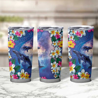 Hawaiian Lei Day Plumeria Humpback Whales Tumbler Cup Polynesian Art Vibrant Starry Nebula Style LT03 - Polynesian Pride