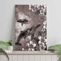 Hawaiian Lei Day Plumeria Humpback Whales Canvas Wall Art Polynesian Art Vibrant Starry Nebula Grayscale Style