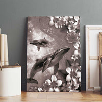 Hawaiian Lei Day Plumeria Humpback Whales Canvas Wall Art Polynesian Art Vibrant Starry Nebula Grayscale Style