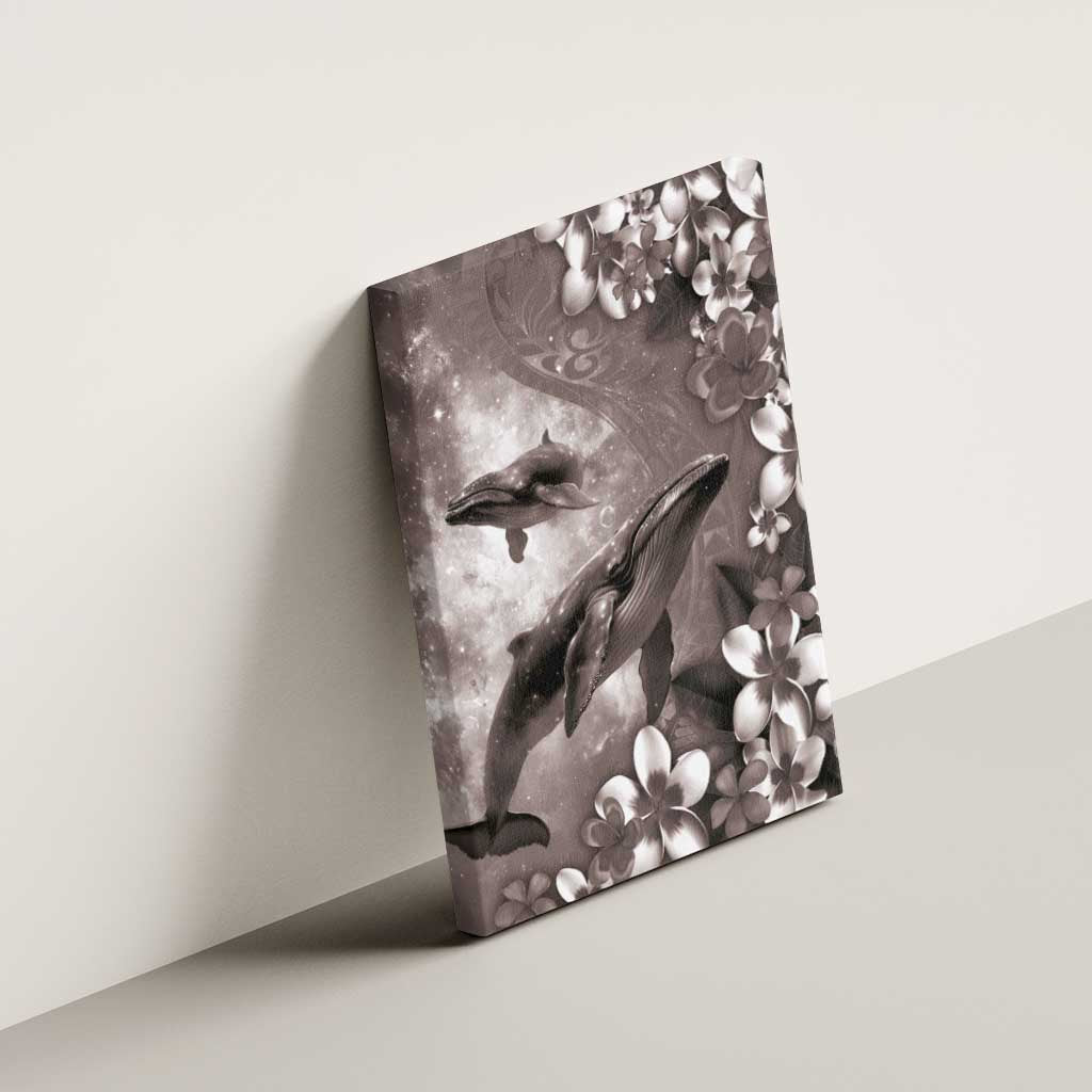 Hawaiian Lei Day Plumeria Humpback Whales Canvas Wall Art Polynesian Art Vibrant Starry Nebula Grayscale Style