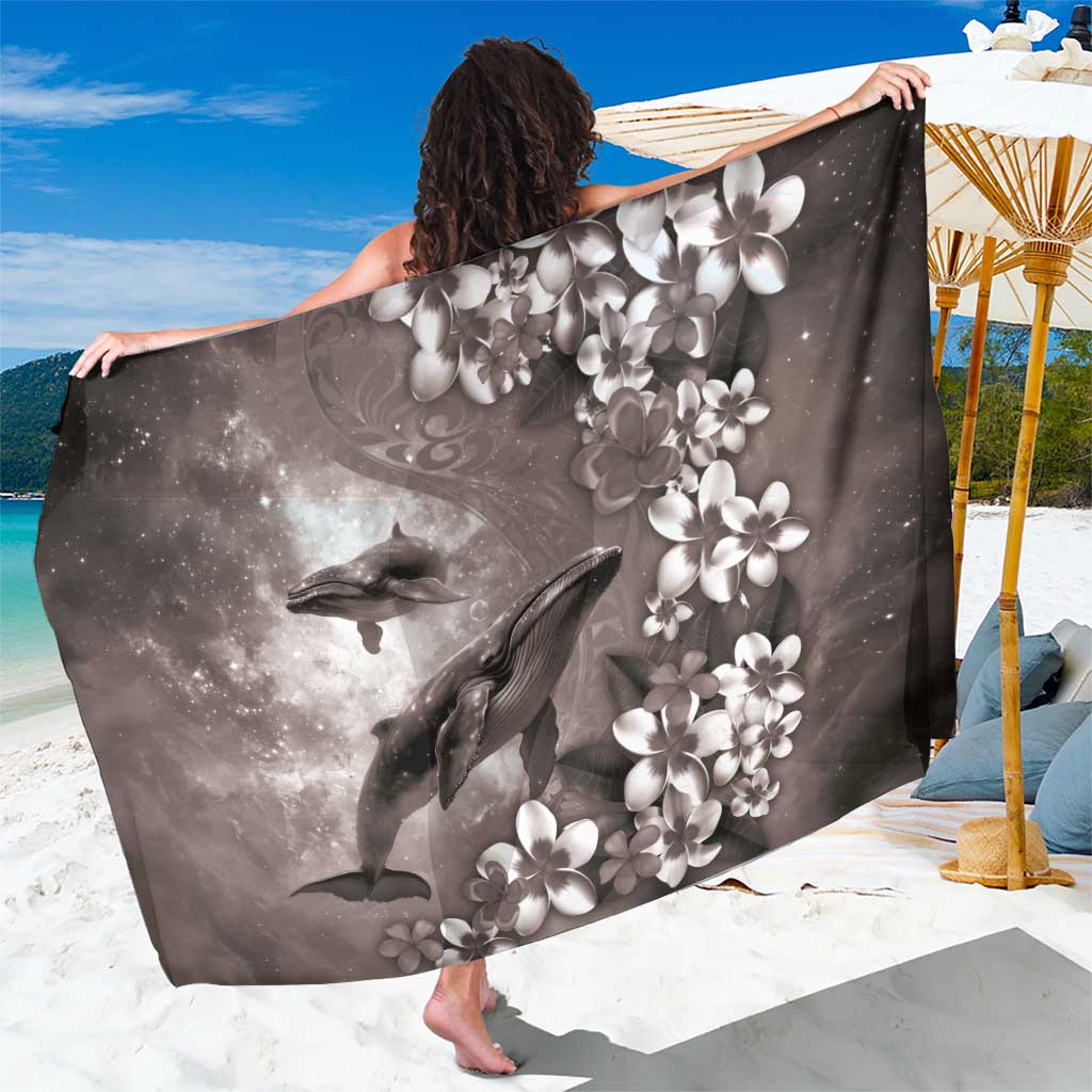 Hawaiian Lei Day Plumeria Humpback Whales Sarong Polynesian Art Vibrant Starry Nebula Grayscale Style