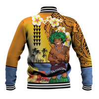Happy Lei Day Baseball Jacket Hula Male Dancer Polynesian Flower Kakau Pattern