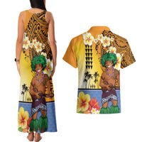 Happy Lei Day Couples Matching Tank Maxi Dress and Hawaiian Shirt Hula Male Dancer Polynesian Flower Kakau Pattern LT03 - Polynesian Pride