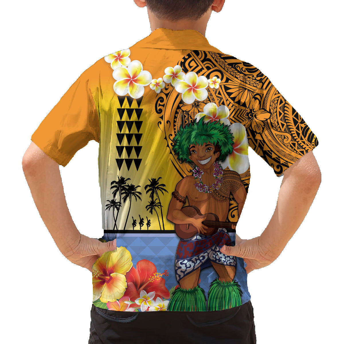 Happy Lei Day Family Matching Puletasi and Hawaiian Shirt Hula Male Dancer Polynesian Flower Kakau Pattern LT03 - Polynesian Pride