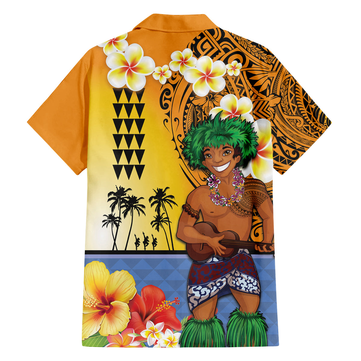 Happy Lei Day Family Matching Puletasi and Hawaiian Shirt Hula Male Dancer Polynesian Flower Kakau Pattern LT03 - Polynesian Pride