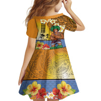 Happy Lei Day Family Matching Tank Maxi Dress and Hawaiian Shirt Hula Male Dancer Polynesian Flower Kakau Pattern