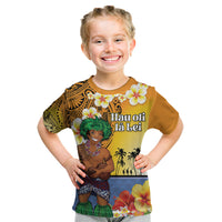 Happy Lei Day Kid T Shirt Hula Male Dancer Polynesian Flower Kakau Pattern LT03 Yellow - Polynesian Pride