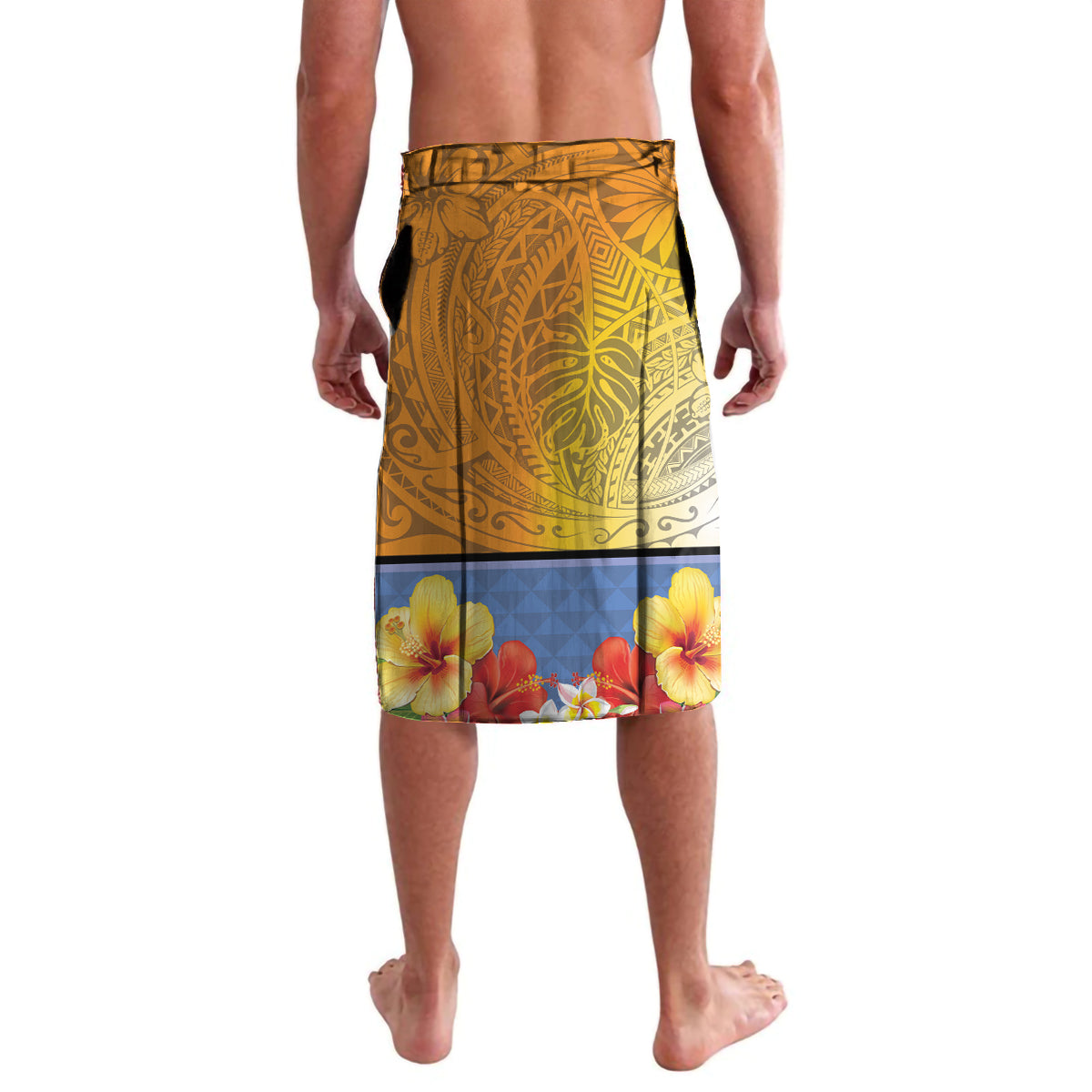Happy Lei Day Lavalava Hula Male Dancer Polynesian Flower Kakau Pattern
