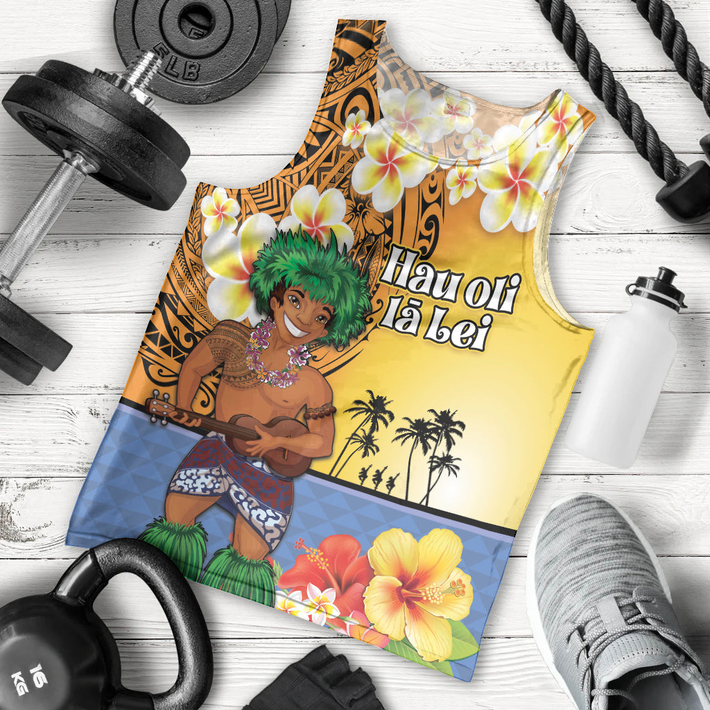 Happy Lei Day Men Tank Top Hula Male Dancer Polynesian Flower Kakau Pattern LT03 - Polynesian Pride