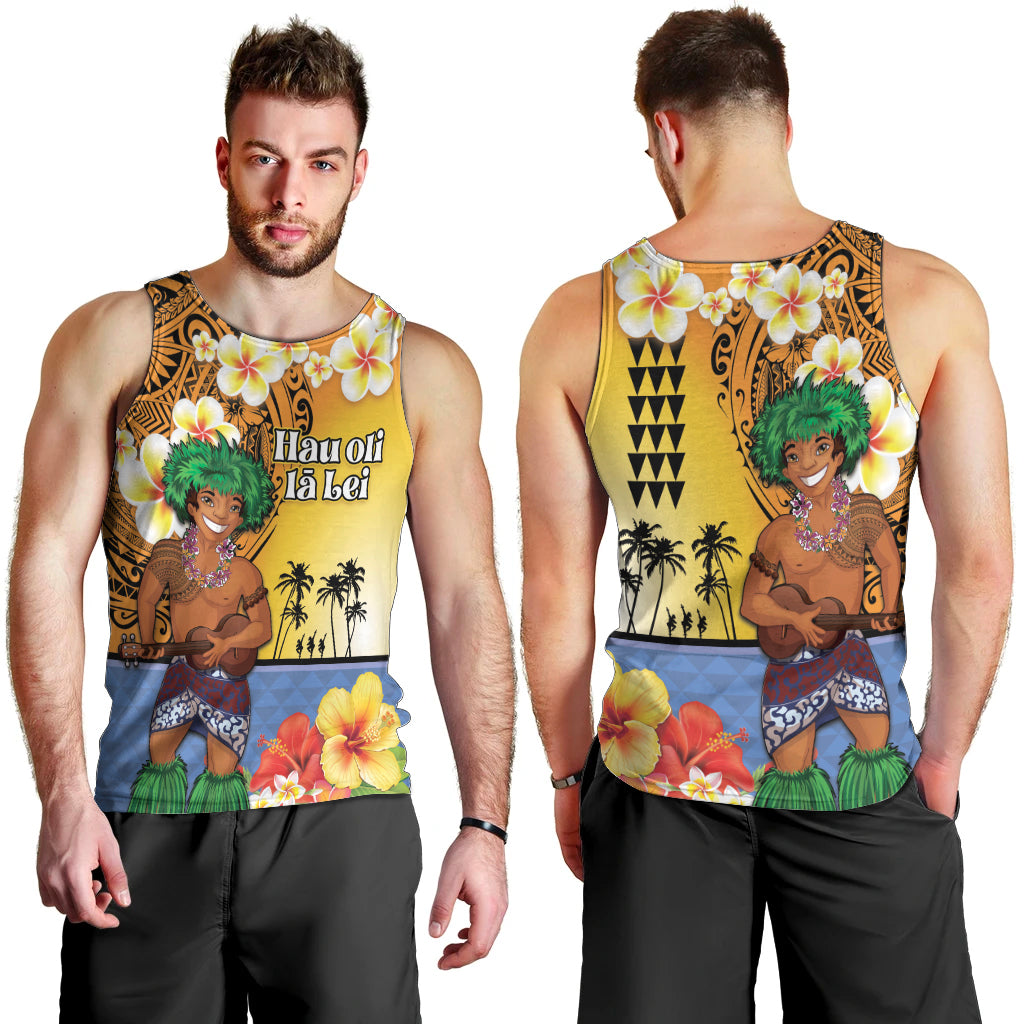 Happy Lei Day Men Tank Top Hula Male Dancer Polynesian Flower Kakau Pattern LT03 - Polynesian Pride