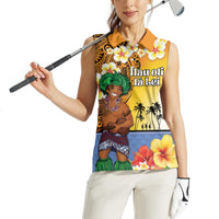 Happy Lei Day Women Sleeveless Polo Shirt Hula Male Dancer Polynesian Flower Kakau Pattern LT03 - Polynesian Pride