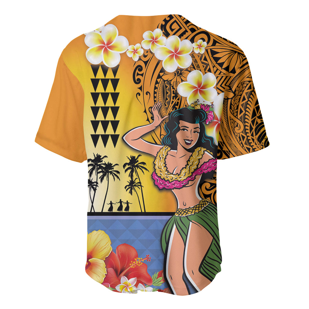 Happy Lei Day Baseball Jersey Hula Girl Polynesian Flower Kakau Pattern LT03 - Polynesian Pride