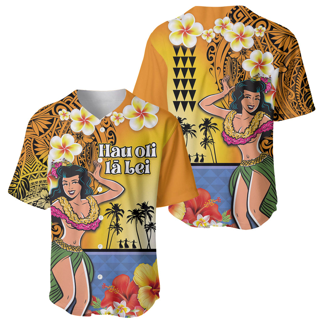 Happy Lei Day Baseball Jersey Hula Girl Polynesian Flower Kakau Pattern LT03 - Polynesian Pride