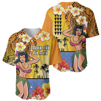 Happy Lei Day Baseball Jersey Hula Girl Polynesian Flower Kakau Pattern LT03 - Polynesian Pride
