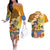 Happy Lei Day Couples Matching Off The Shoulder Long Sleeve Dress and Hawaiian Shirt Hula Girl Polynesian Flower Kakau Pattern