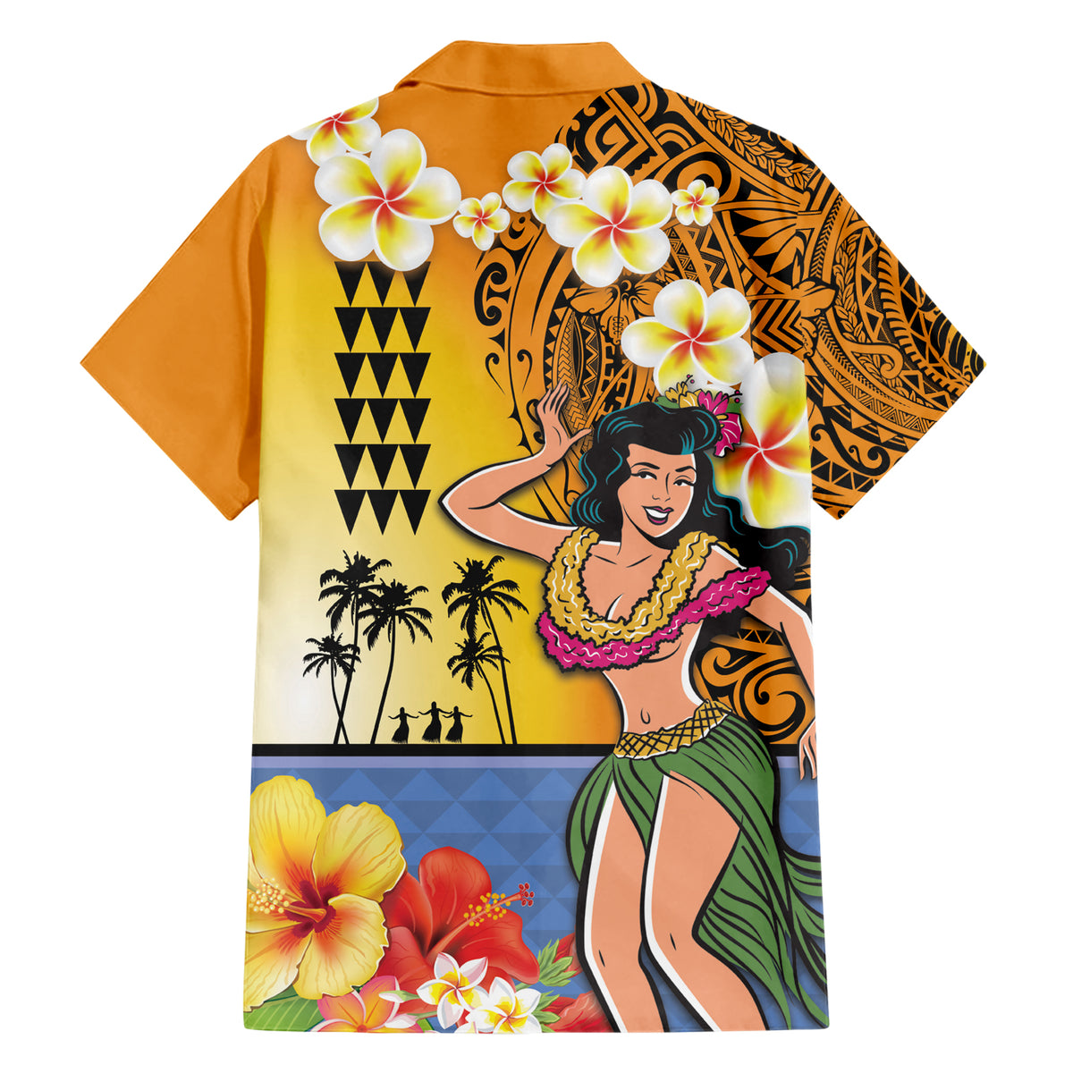 Happy Lei Day Family Matching Short Sleeve Bodycon Dress and Hawaiian Shirt Hula Girl Polynesian Flower Kakau Pattern LT03 - Polynesian Pride