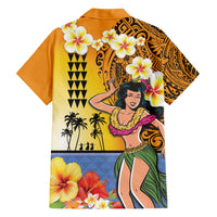 Happy Lei Day Family Matching Short Sleeve Bodycon Dress and Hawaiian Shirt Hula Girl Polynesian Flower Kakau Pattern LT03 - Polynesian Pride