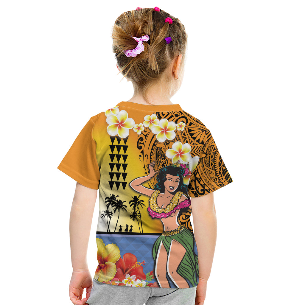 Happy Lei Day Kid T Shirt Hula Girl Polynesian Flower Kakau Pattern LT03 - Polynesian Pride