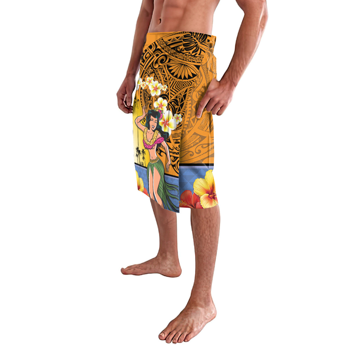 Happy Lei Day Lavalava Hula Girl Polynesian Flower Kakau Pattern