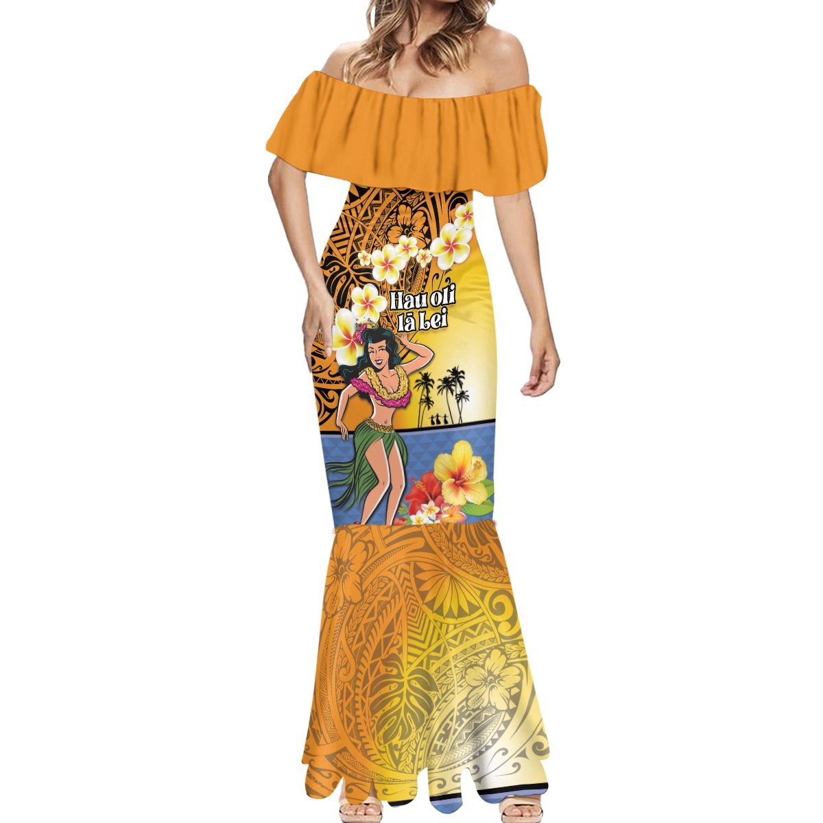 Happy Lei Day Mermaid Dress Hula Girl Polynesian Flower Kakau Pattern LT03 - Polynesian Pride