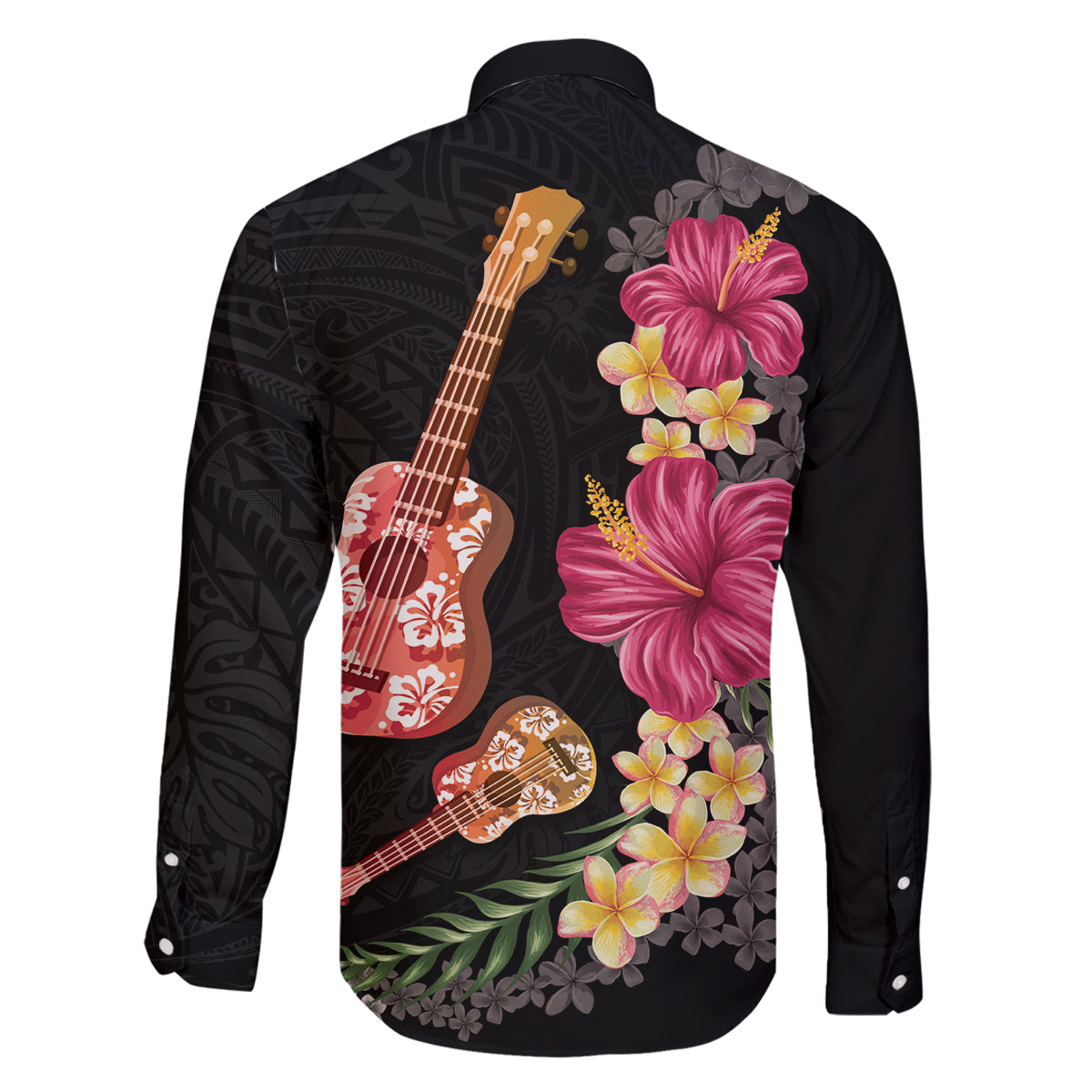 Ukulele mix Polynesian Flower Family Matching Mermaid Dress and Hawaiian Shirt Hawaiian Tribal Pattern LT03 - Polynesian Pride