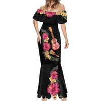 Ukulele mix Polynesian Flower Mermaid Dress Hawaiian Tribal Pattern