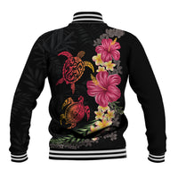 Hawaiian Flower and Tribal Turtle Baseball Jacket Colorful Style