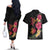 Hawaiian Flower and Tribal Turtle Couples Matching Off The Shoulder Long Sleeve Dress and Hawaiian Shirt Colorful Style