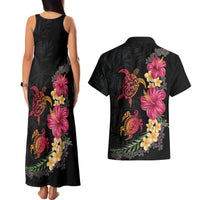 Hawaiian Flower and Tribal Turtle Couples Matching Tank Maxi Dress and Hawaiian Shirt Colorful Style LT03 - Polynesian Pride