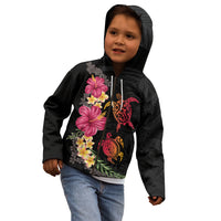 Hawaiian Flower and Tribal Turtle Kid Hoodie Colorful Style