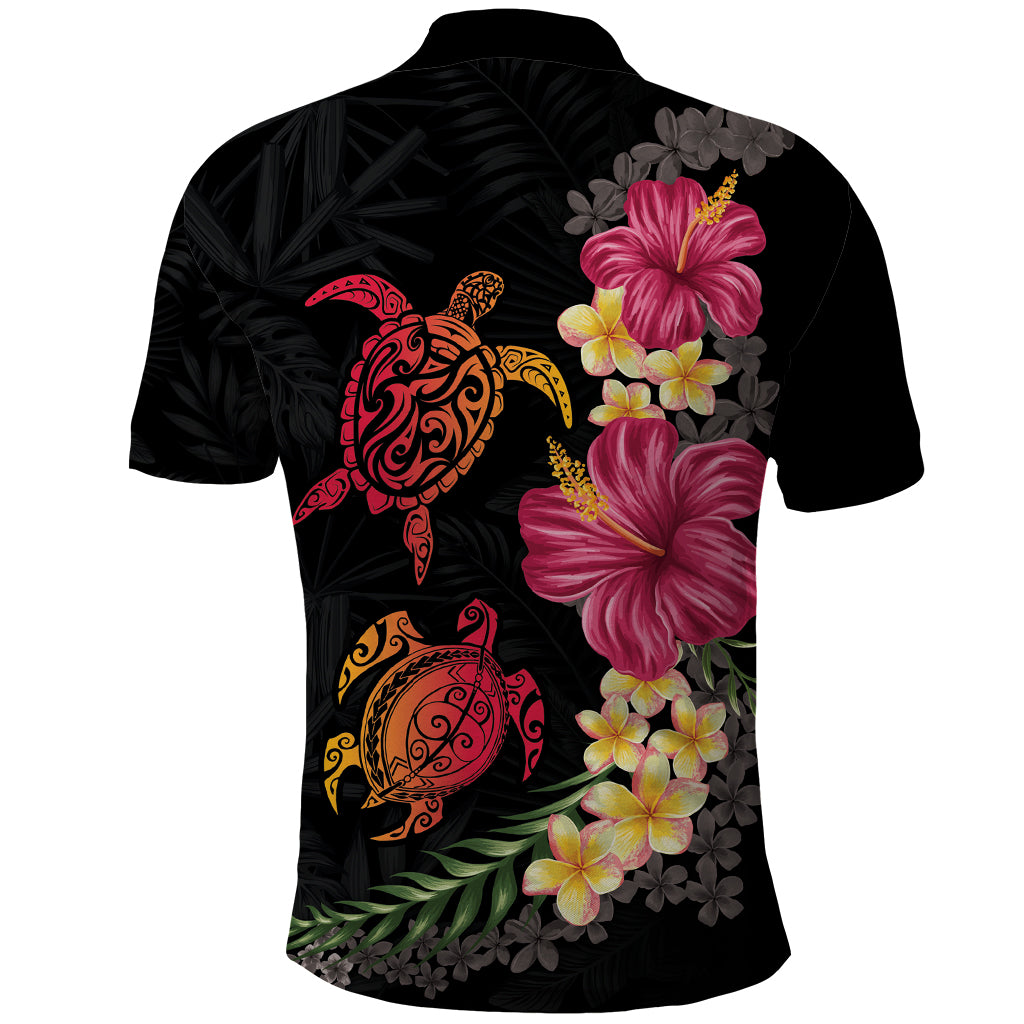 Hawaiian Flower and Tribal Turtle Polo Shirt Colorful Style