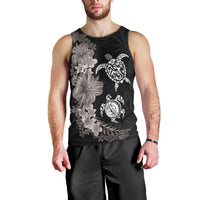 Hawaiian Flower and Tribal Turtle Men Tank Top Grayscale Mode LT03 - Polynesian Pride