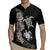 Hawaiian Flower and Tribal Turtle Rugby Jersey Grayscale Mode