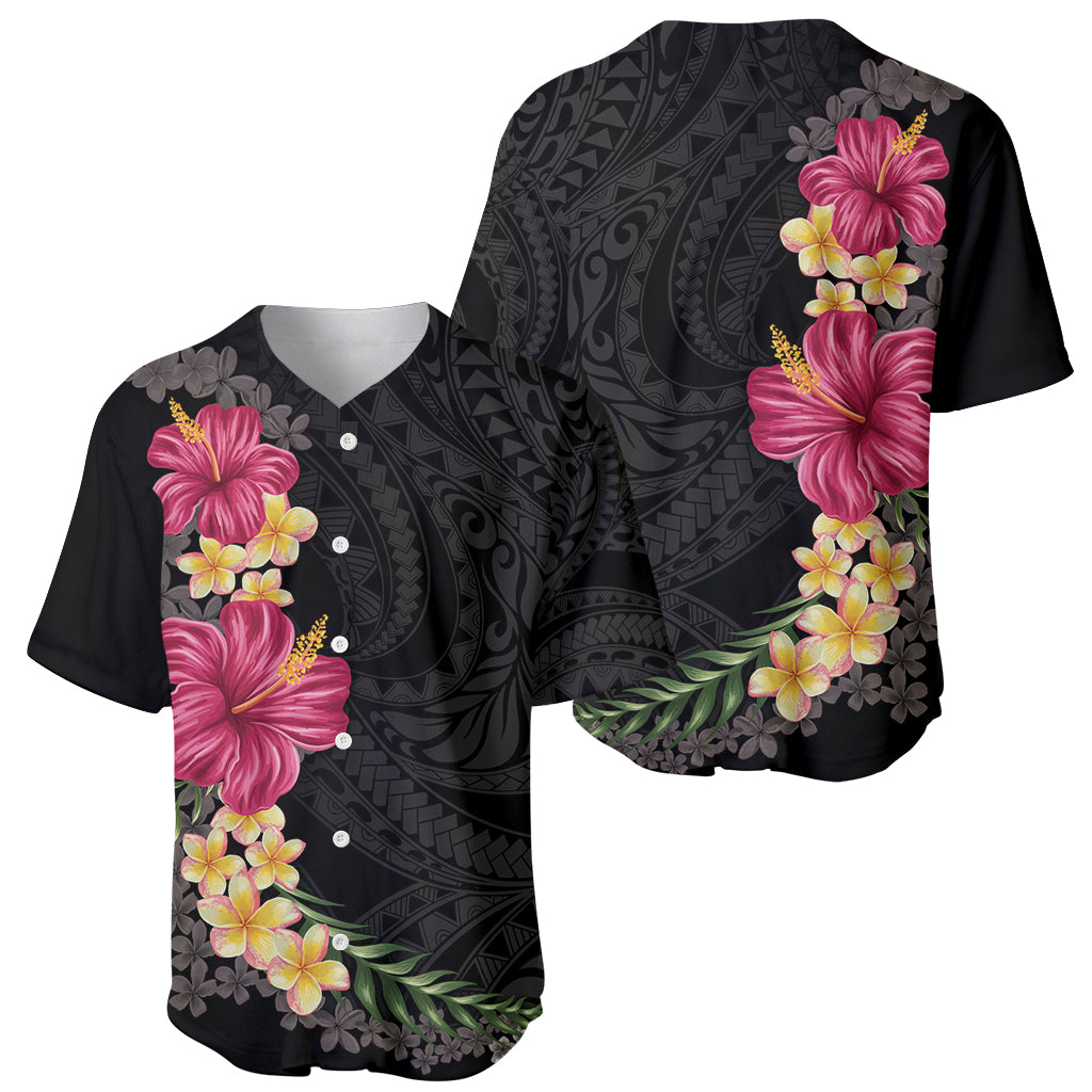 Hawaiian Plumeria and Hibiscus Baseball Jersey Colorful Style
