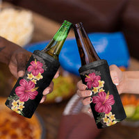 Hawaiian Plumeria and Hibiscus 4 in 1 Can Cooler Tumbler Colorful Style
