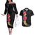 Hawaiian Plumeria and Hibiscus Couples Matching Off The Shoulder Long Sleeve Dress and Hawaiian Shirt Colorful Style
