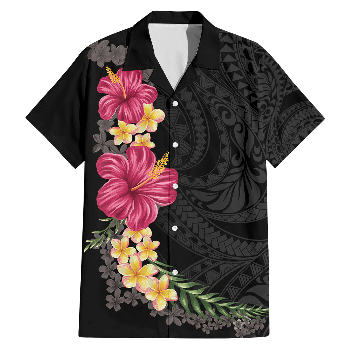 Hawaiian Plumeria and Hibiscus Family Matching Mermaid Dress and Hawaiian Shirt Colorful Style