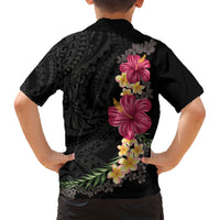 Hawaiian Plumeria and Hibiscus Family Matching Short Sleeve Bodycon Dress and Hawaiian Shirt Colorful Style LT03 - Polynesian Pride