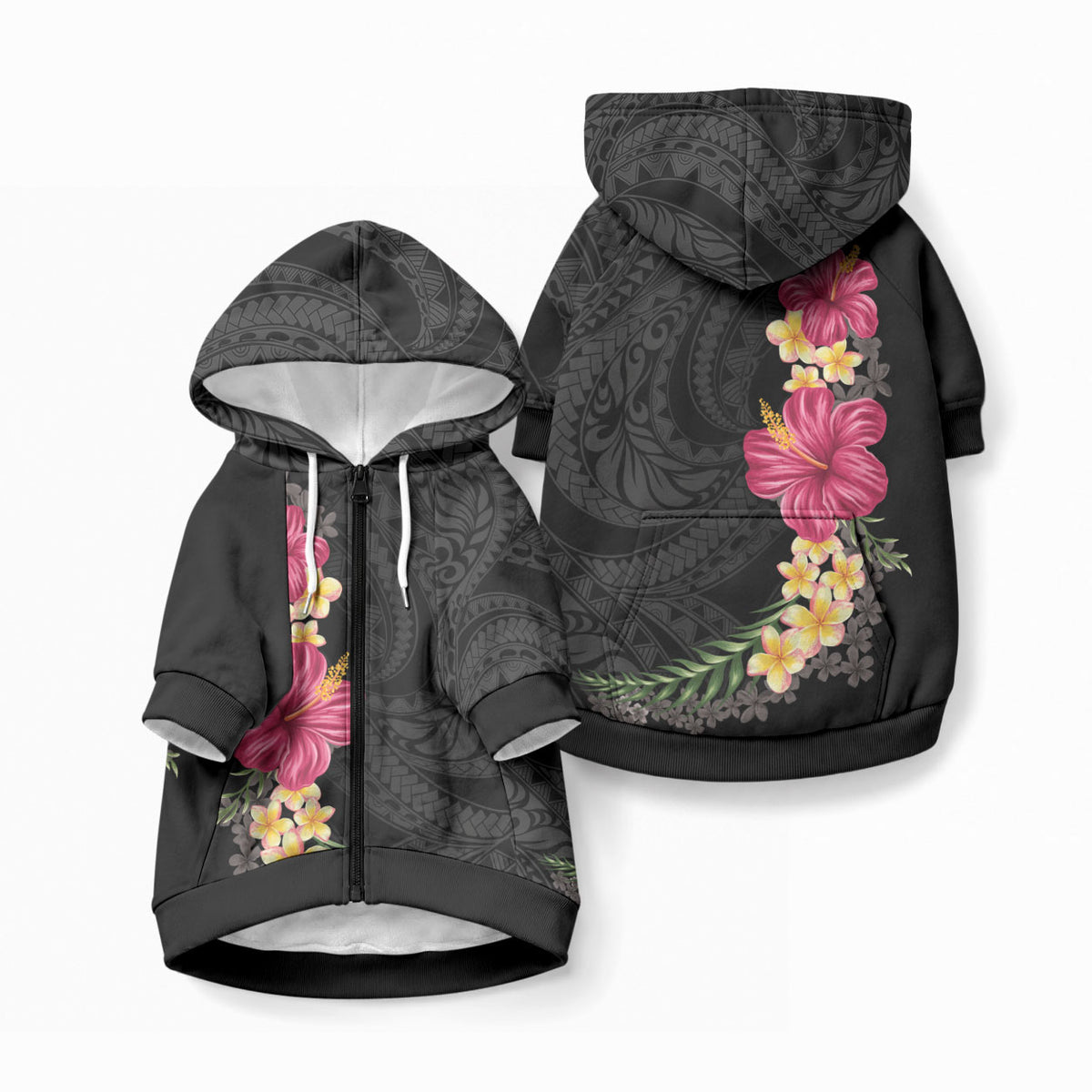 Hawaiian Plumeria and Hibiscus Pet Hoodie