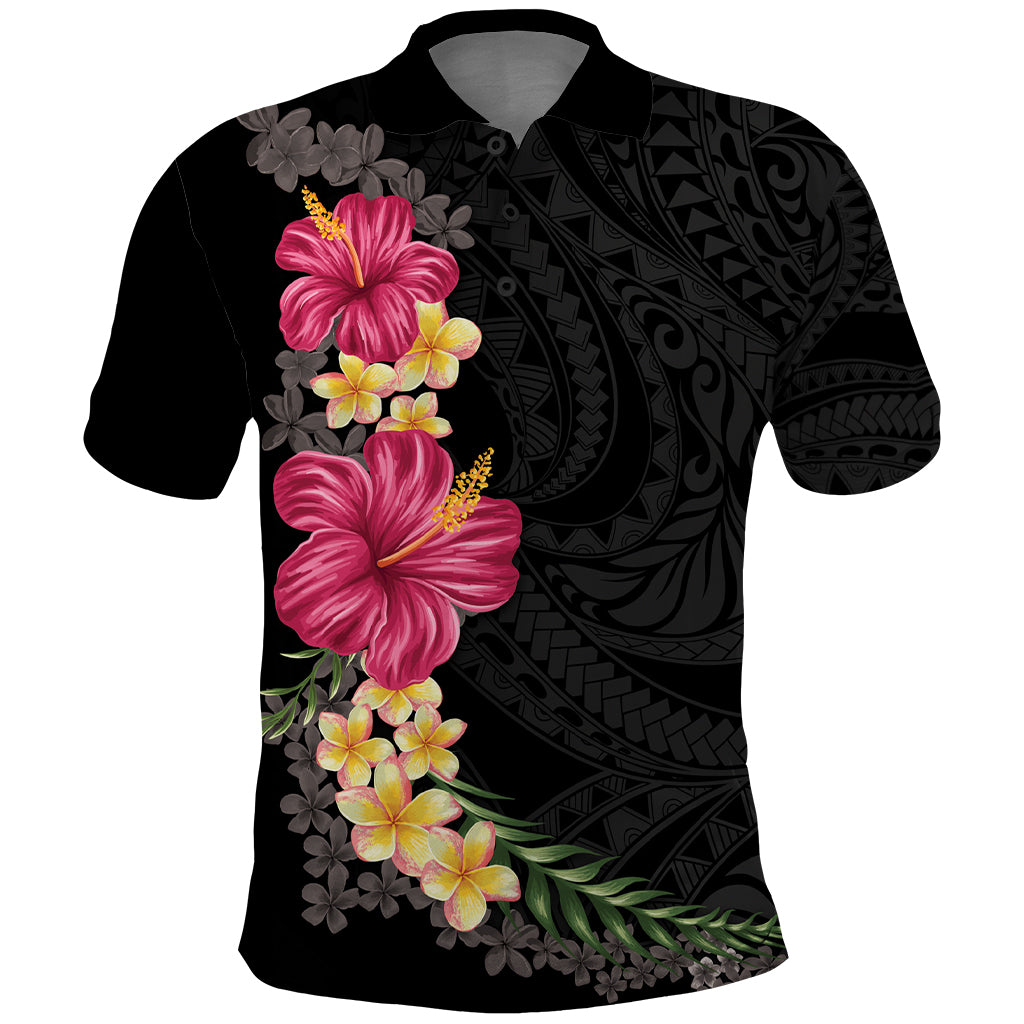 Hawaiian Plumeria and Hibiscus Polo Shirt Colorful Style