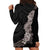 Hawaiian Plumeria and Hibiscus Hoodie Dress Grayscale Mode