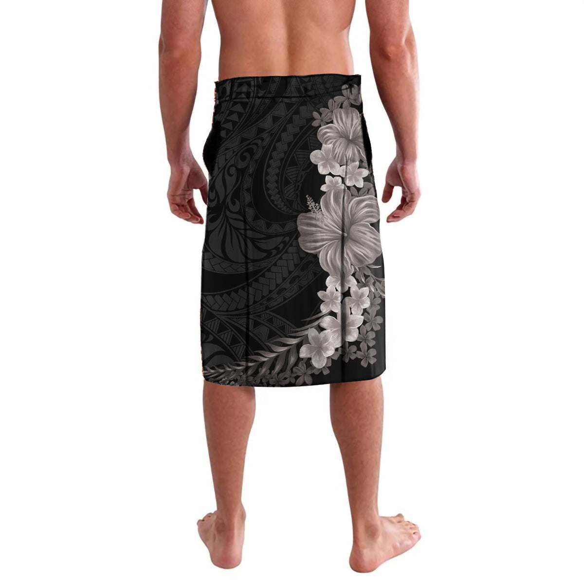 Hawaiian Plumeria and Hibiscus Lavalava Grayscale Mode