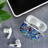 Hawaiian Island Shapes-Iconic Landscape AirPods Case with Plumeria and Palaka Blue Color LT03 - Polynesian Pride
