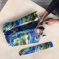 Hawaiian Island Shapes-Iconic Landscape Umbrella with Plumeria and Palaka Blue Color LT03 - Polynesian Pride